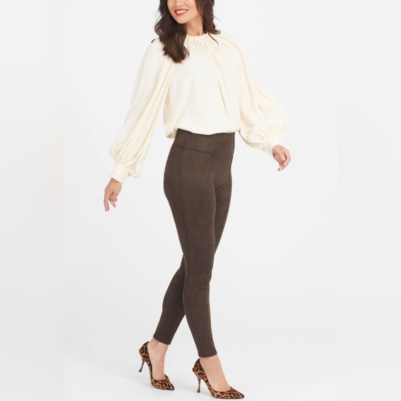 SPANX Pants - Spanx Chocolate Brown Faux Suede Leggings